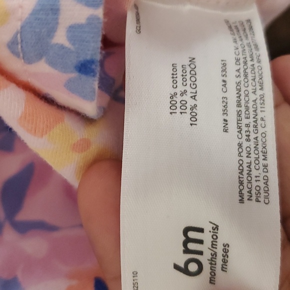 Carter's Baby Girl Spaghetti Strap Floral Print Shirt Size 6 Months 100% Cotton - Picture 5 of 6